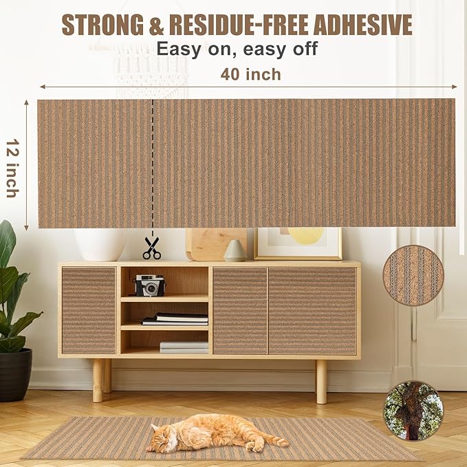 Natural Cork-Cat Scratcher Mat-Cat Scratch Pad Rug-cat Couch Protector-Wall - Image 6