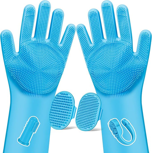 6PCS Pet Grooming Kit for Dogs, Cats and Horses | Dog Washing Gloves | Dog Bath by Augwind