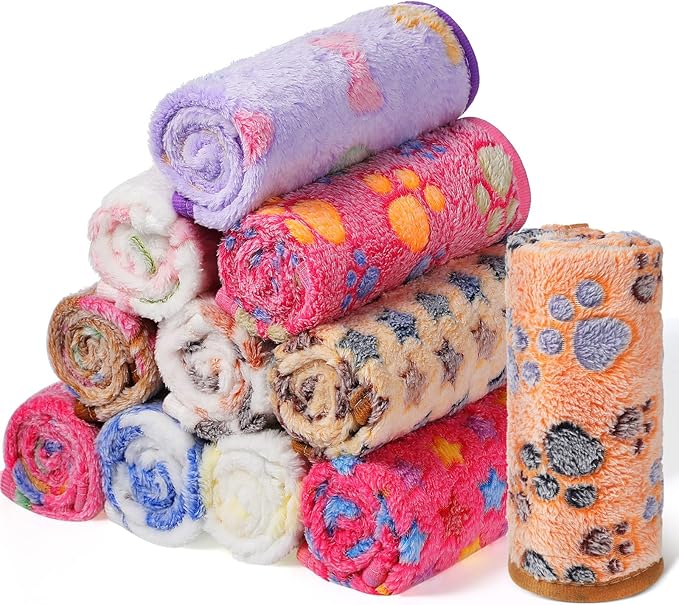 Tatuo 12 Pieces Puppy Blanket Warm Dog Cat Sleep Mat Pet Kitten Doggy Fleece by Tatuo