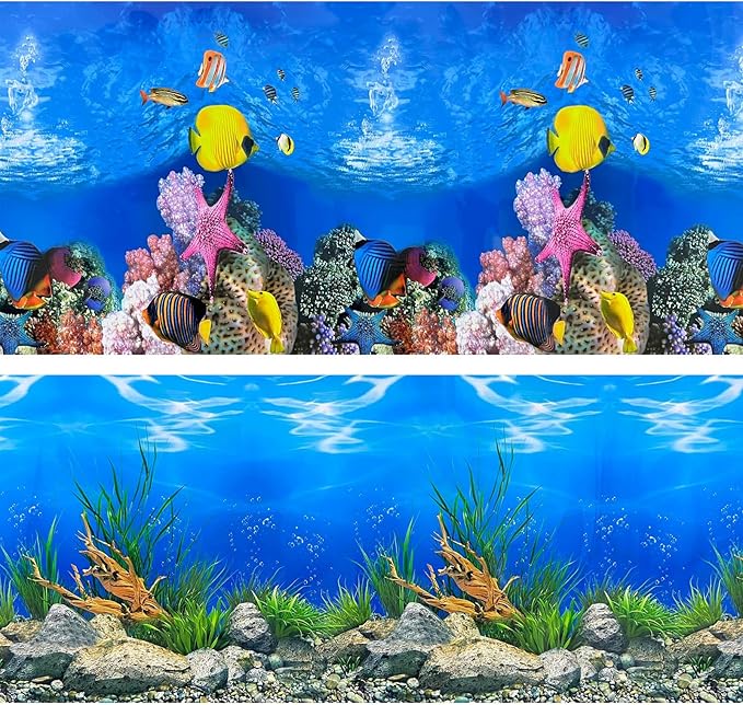 Aquarium Background Poster Water Plants 3D Coral Fish Tank Background Picture by XCNO