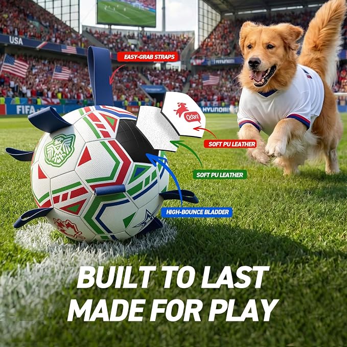 QDAN World Cup Soccer Ball for Dog, 8 Inch Dog Balls - Image 6
