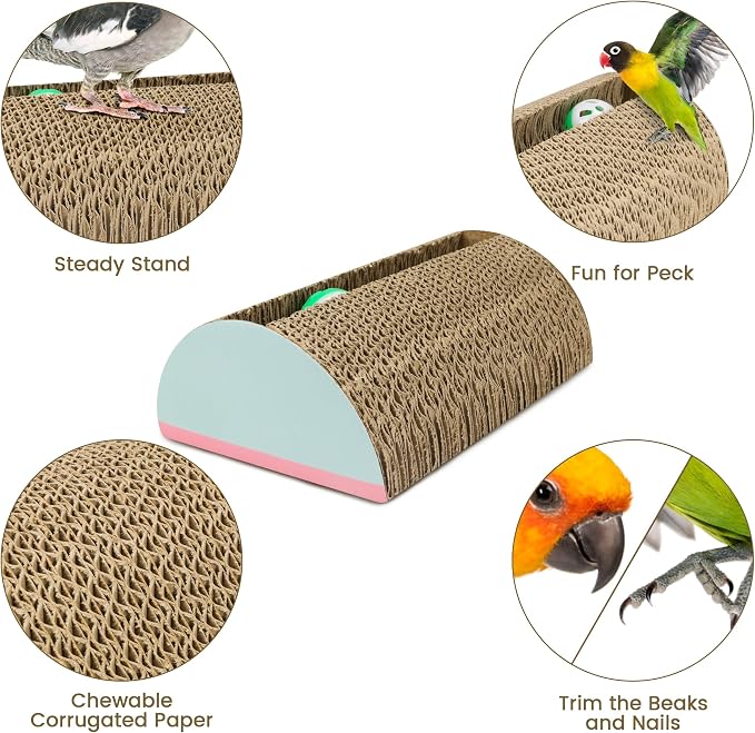 Parrot Cardboard Toy with Jingle Bells Bird Cage Perches Toy - Image 3
