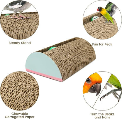 Parrot Cardboard Toy with Jingle Bells Bird Cage Perches Toy - Image 3