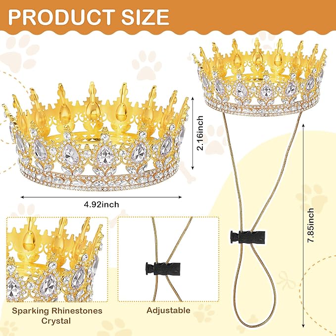 Abbylike Pet Rhinestone King Crown, Queen Crown - Image 2