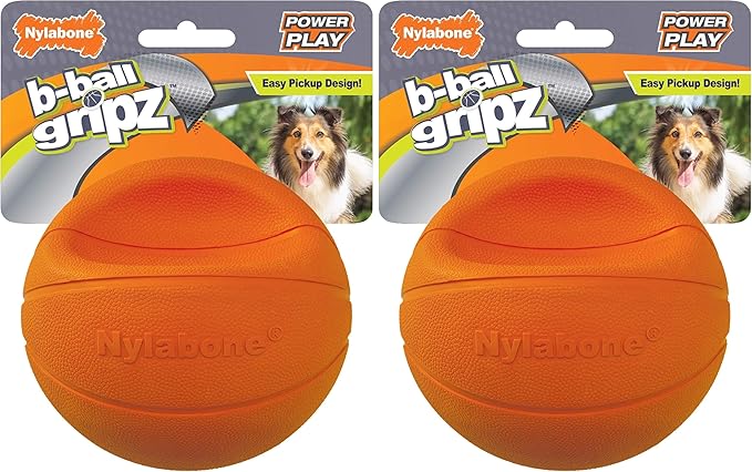 Nylabone Power Play Gripz Felt Basketball Rubber Fetch Toy, Squeaky Ball by Nylabone