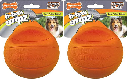 Nylabone Power Play Gripz Felt Basketball Rubber Fetch Toy, Squeaky Ball by Nylabone