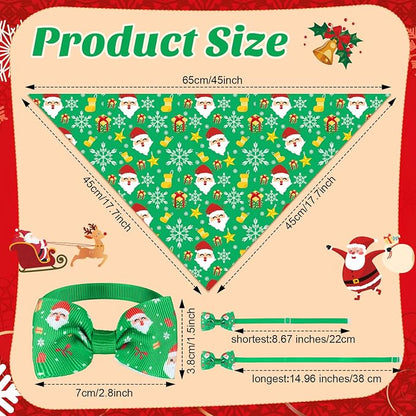 Sanwuta 50 Pcs Christmas Dog Bandanas and Collar Bow Ties Set 25 Bandanas Bulk - Image 3