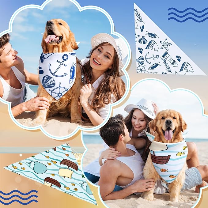 100 Pcs Ocean Dog Bandanas Bulk Pet Bibs Colorful Triangle Pet Ocean Scarf - Image 7