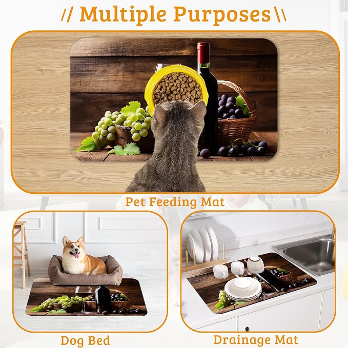 Pet Feeding Mat, Non-Slip Water Bowl Placemat, Pet Supplies 12" x 20" - Image 7