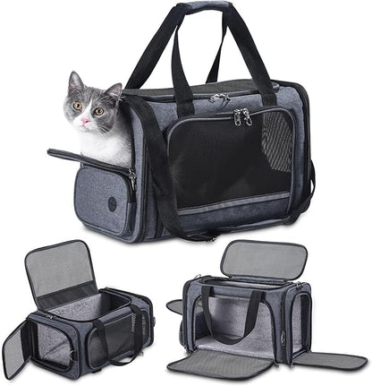 Cat Carrier Pet Travel Carrier by Airplane Approved Under seat, TSA Airline by GROXKOX