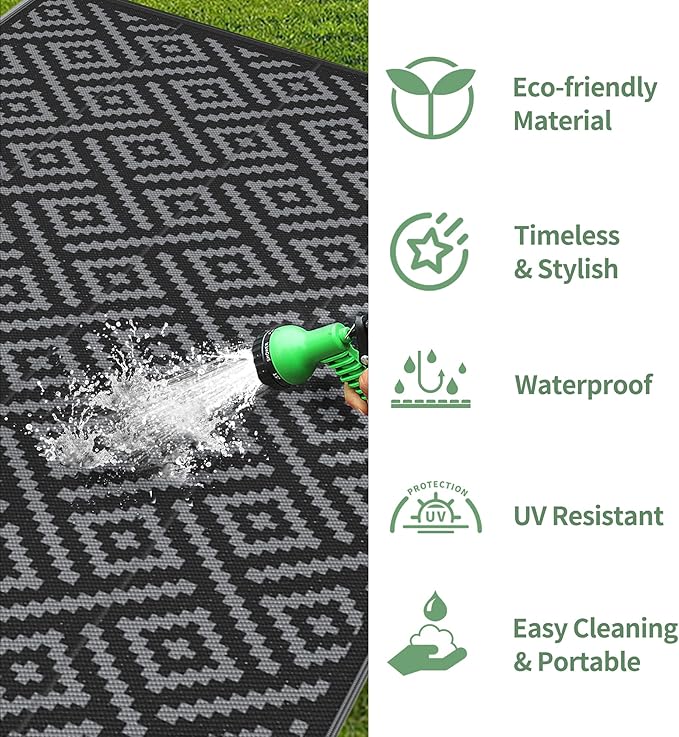 GENIMO Outdoor Rug for Patio Clearance, Reversible Plastic Camping Rugs - Image 5