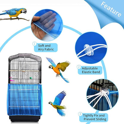 Daoeny Universal Bird Cage Cover, Adjustable Seed Feather Catcher, Soft Airy - Image 4
