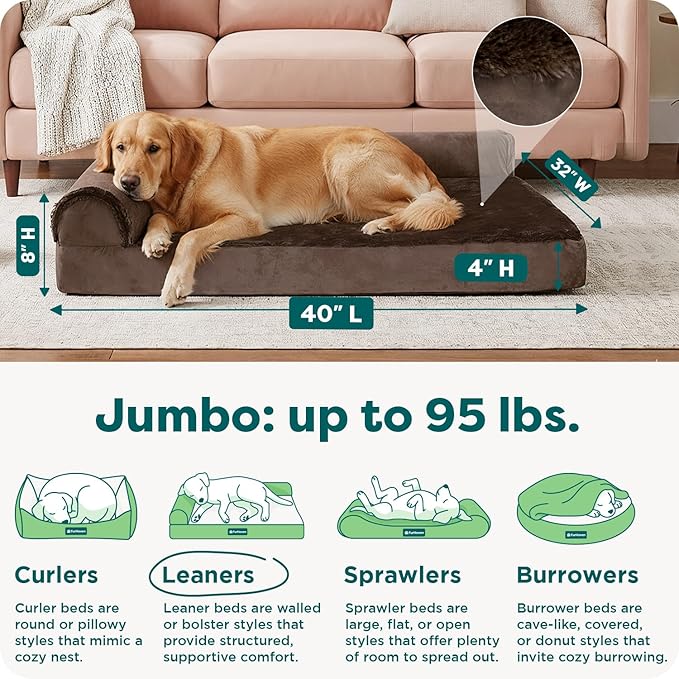 FurHaven Orthopedic Dog Bed for Large Dogs, L-Shaped Chaise Mattress, Egg Crate - Image 3