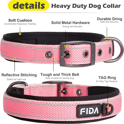 Fida Heavy Duty Dog Collar, Ultra Comfortable Soft Neoprene Padded, Adjustable - Image 3