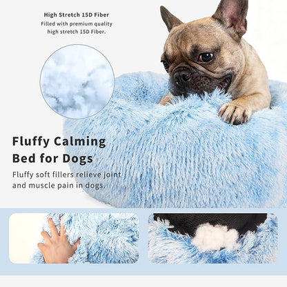 Calming Donut Dogs Beds for Small Dogs Washable, 23inch Plush Round Pet Bed for - Image 3