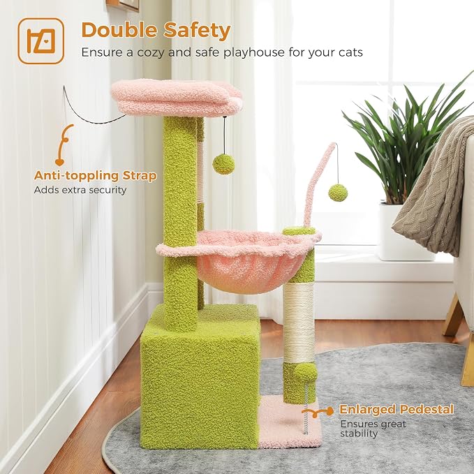PEQULTI 4-in-1 Multi-Level Cat Tower, Scratching Post - Image 5