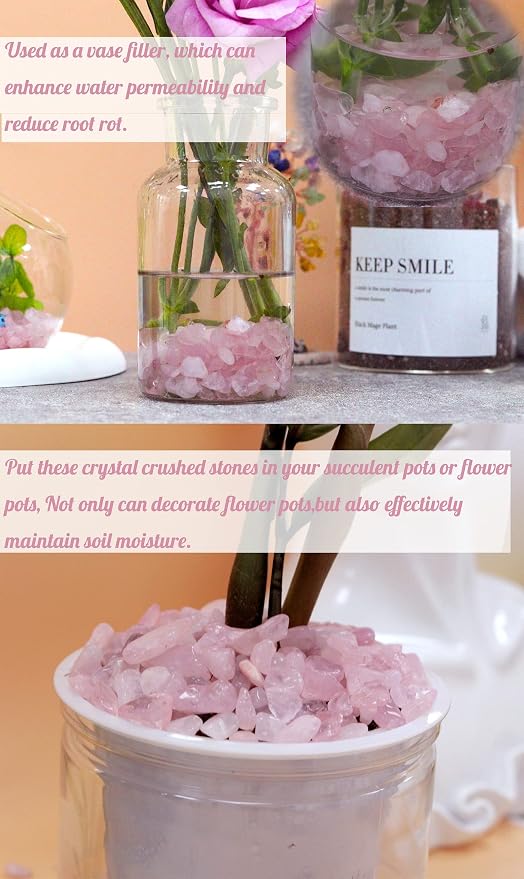 1lb Rose Quartz Aquarium Gravel Rocks Natural Tumbled Healing Crystal Chips - Image 3