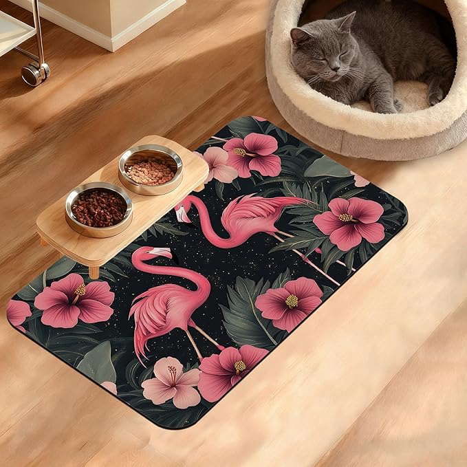 Pet Feeding Mat, Non-Slip Water Bowl Placemat, Pet Supplies 12" x 20" by Unknown