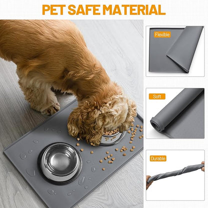 Hubulk Dog Feeding Mat, 100% Waterproof Food Grade Silicone Pet Food and Water - Image 5