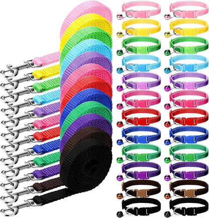 Amylove 48 Pcs Dog Collar and Leash Set, Polypropylene Adjustable Puppy Collars by Amylove