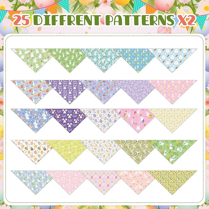 Kacctyen 50 Pcs Spring Easter Dog Bandanas Bulk Bandanas - Image 6