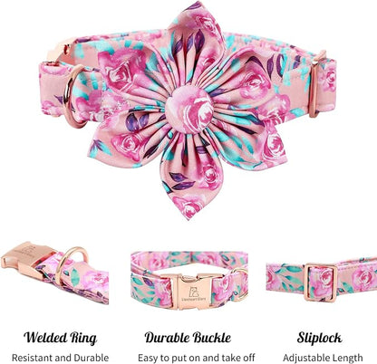 Lionheart Glory Dog Collar, Cute Floral Pattern Pet Collar Adjustable Dog Collar - Image 3