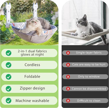Cat Window Perch, Glow in The Dark Foldable Cat Hammock - Image 8