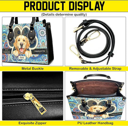 Personalized Pet Mom Leather Handbag – Custom Name Dog Cat Photo Purse - Image 5