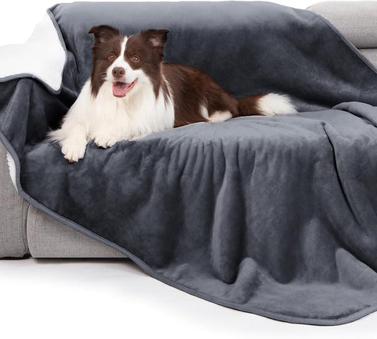 gogobunny Waterproof Bed Blanket, Reversible Sherpa Fleece Throw Blanket by gogobunny