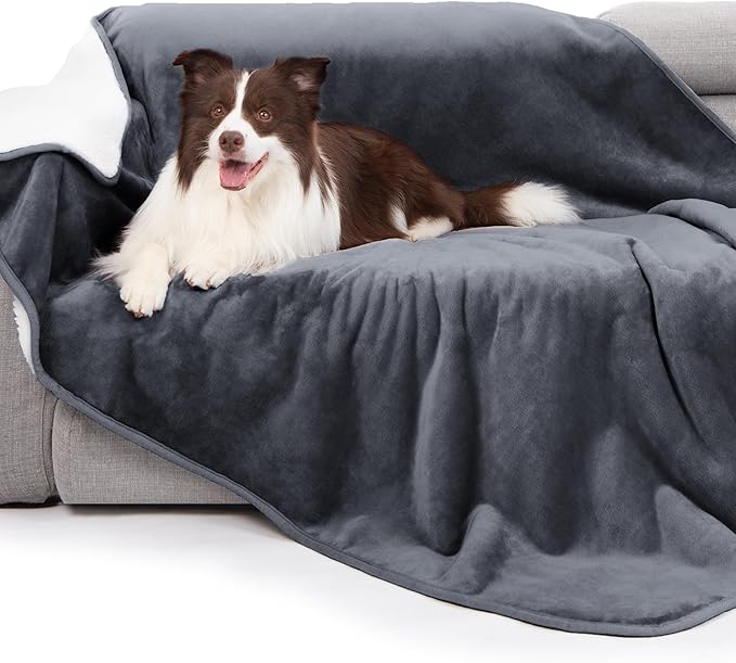 gogobunny Waterproof Bed Blanket, Reversible Sherpa Fleece Throw Blanket by gogobunny
