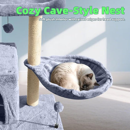 Cat Tree with Cat Condo and Hammock, Cat Tree with Scratching Posts and - Image 4