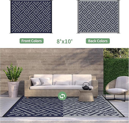 GENIMO Outdoor Rug for Patio Clearance, Reversible Plastic Straw Rugs for RV - Image 4