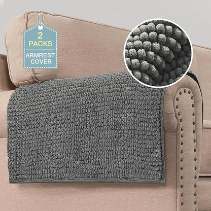 H.VERSAILTEX Plush Chenille Couch Armrest Cover 2 Packs Thick and Soft Sofa by HVERSAILTEX