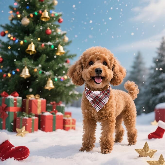 Lionet Paws Christmas Dog Bandana Washable Cotton Handkerchief Scarf Triangle - Image 3
