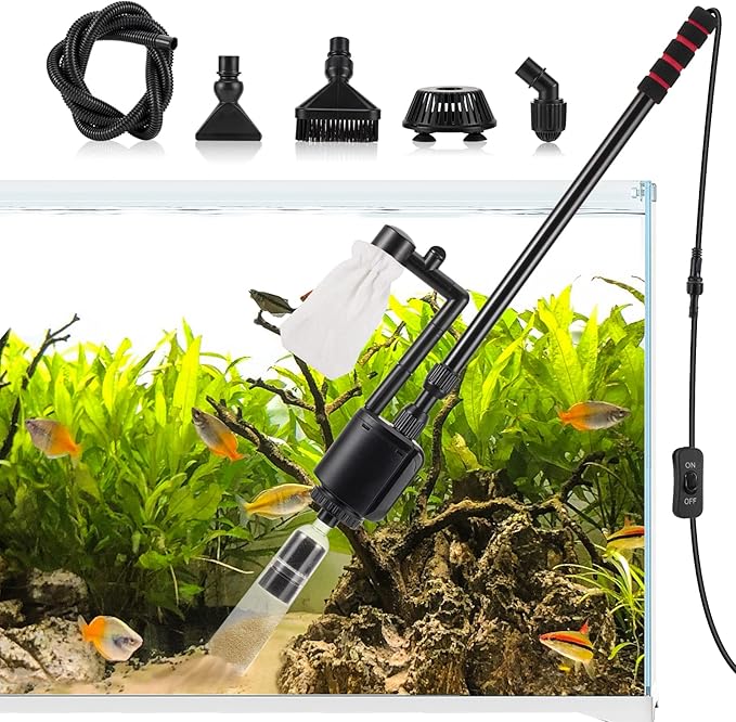 AQQA Aquarium Gravel Cleaner, 6-in-1 Electric Fish Tanks Gravel Vacuum Cleaner by AQQA