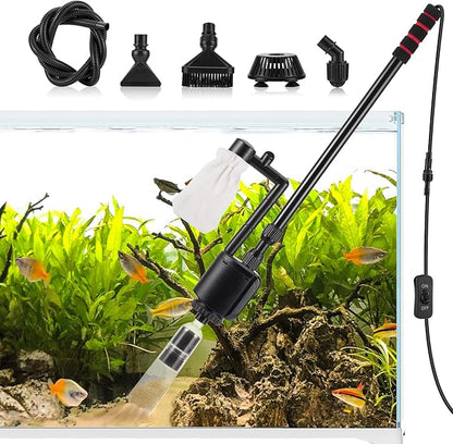 AQQA Aquarium Gravel Cleaner, 6-in-1 Electric Fish Tanks Gravel Vacuum Cleaner by AQQA