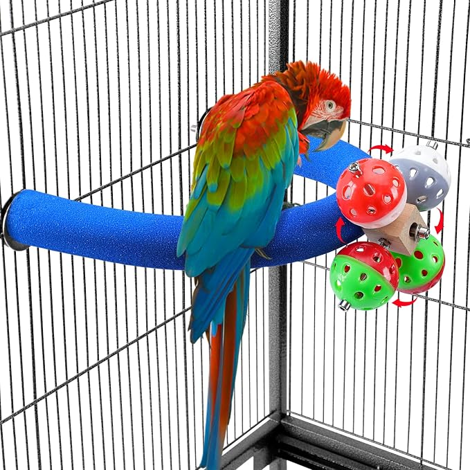 U Shape Parrot Perch Stand Toy Bird Platform Sand Paw Grinding Clean Stick by FrgKbTm