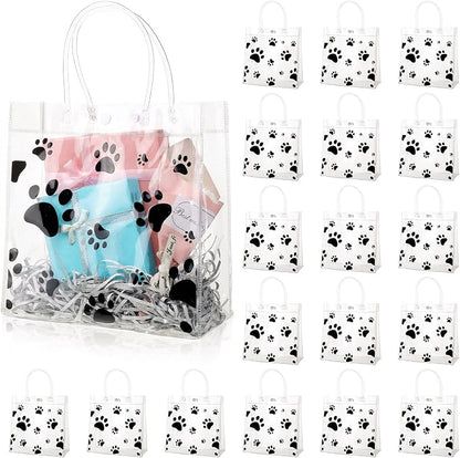 Teling 20 Packs Dog Paw Clear PVC Gift Bags by Teling