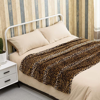 Bnuitland Leopard Print Fleece Flannel Throw Blanket, 300 GSM Double Sided - Image 3