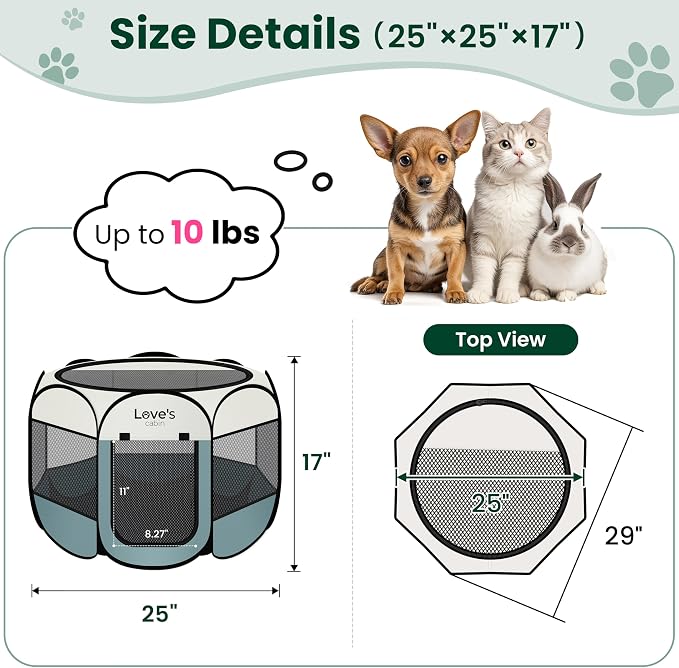 Love's cabin Pet Puppy Dog Playpen, Small Dog Tent Crates Cage Indoor/Outdoor - Image 3