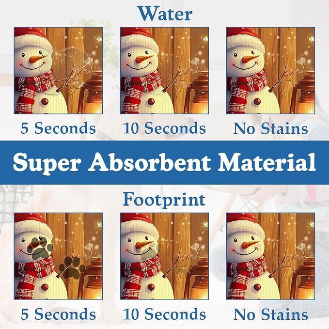 Chirstmas Gifts Dog Cat Food Mat, Cute Snowman Absorbent Waterproof Placemat - Image 3
