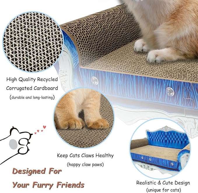 Luxury Cardboard Cat Scratcher Sofa Bed, Couch Shaped Cat Scratching Board - Image 3