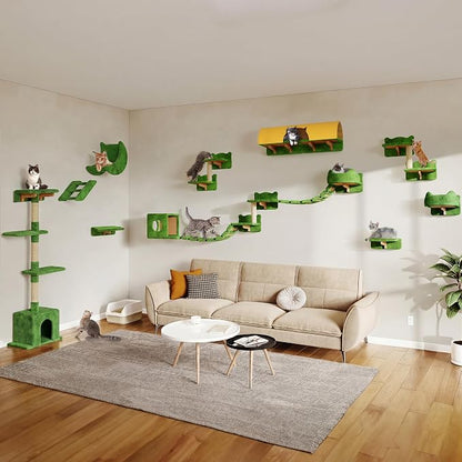20-in-1 Cat Wall Shelves, Wall Mounted Cat Furniture w/Plush Fabric, Cat by Homiflex