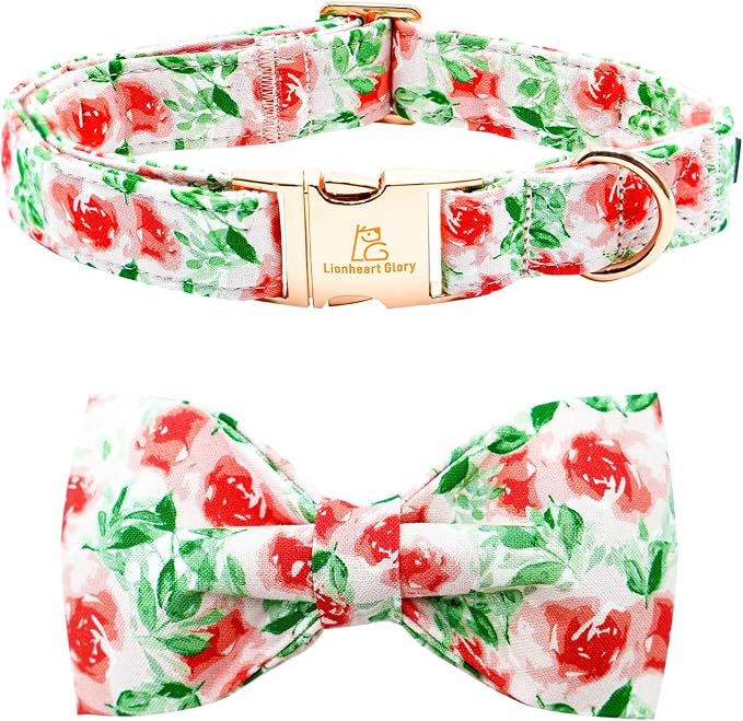 Lionheart glory Dog Collar Bow Collar Floral Dog Collar by LionheartGlory