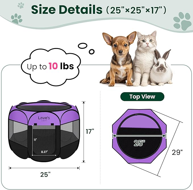 Love's cabin Pet Puppy Dog Playpen, Small Dog Tent Crates Cage Indoor/Outdoor - Image 3
