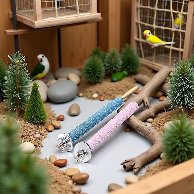 1Pc Color Random Bird Perch Stand Toy Wood Parrot Perch Stand Grinding Claw - Image 4
