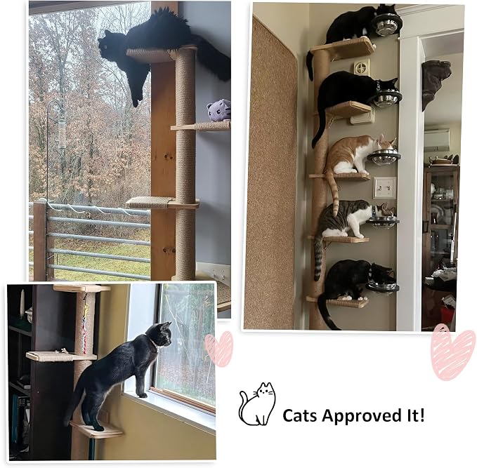 FUKUMARU Tall Cat Tree, 5 Tier Floor to Ceiling Cats Tower, Wall-Mounted Kitten - Image 5
