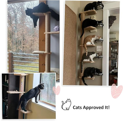 FUKUMARU Tall Cat Tree, 5 Tier Floor to Ceiling Cats Tower, Wall-Mounted Kitten - Image 5