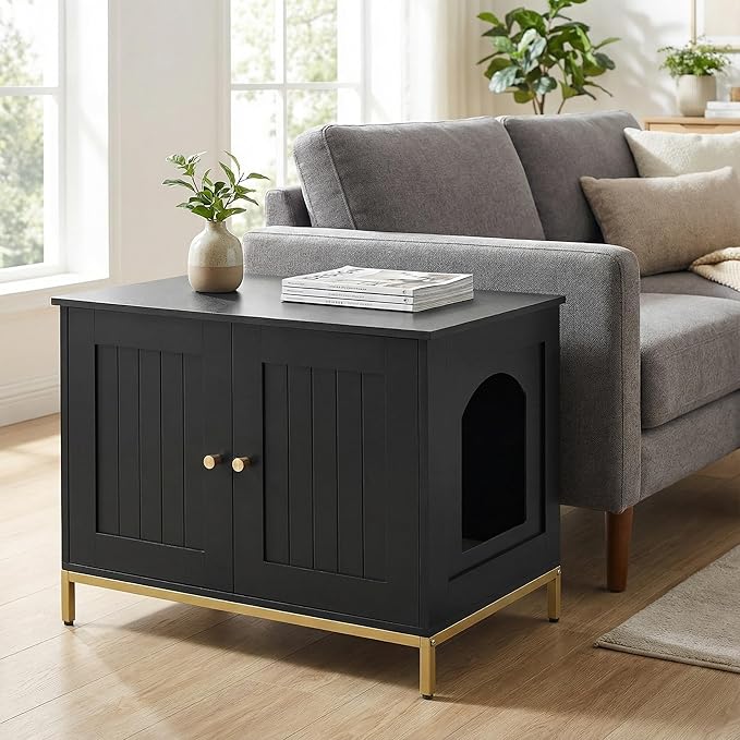 Homhedy Cat Litter Box Enclosure, Cat Washroom Furniture - Image 8