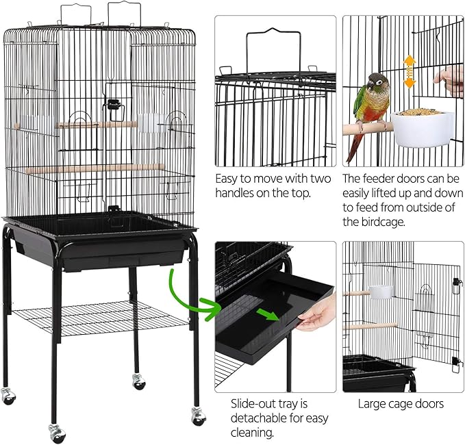 Yaheetech Open Top Rolling Parrot Bird Cage - Image 6